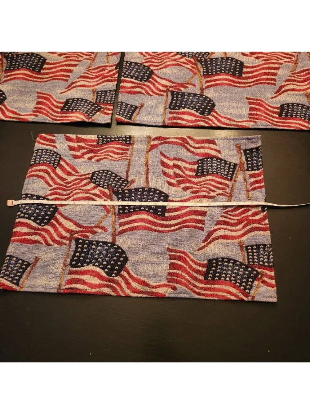 Set Of 4 Patriotic American Flag Woven Tapestry Placemats 13